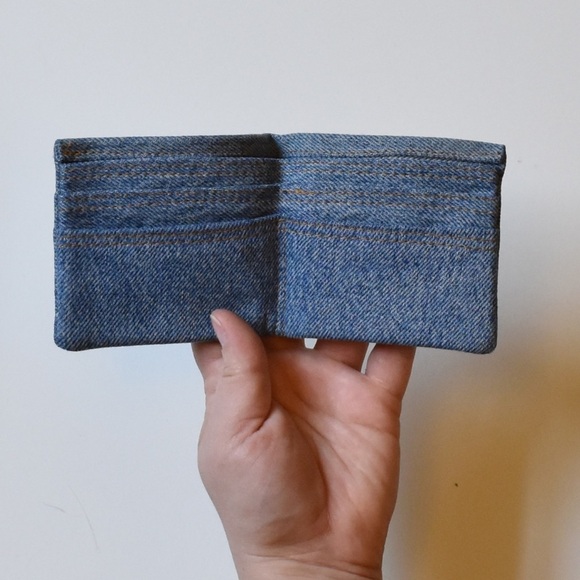 Wallet bifold denim hand drawn eagle men's gifts - Picture 5 of 5